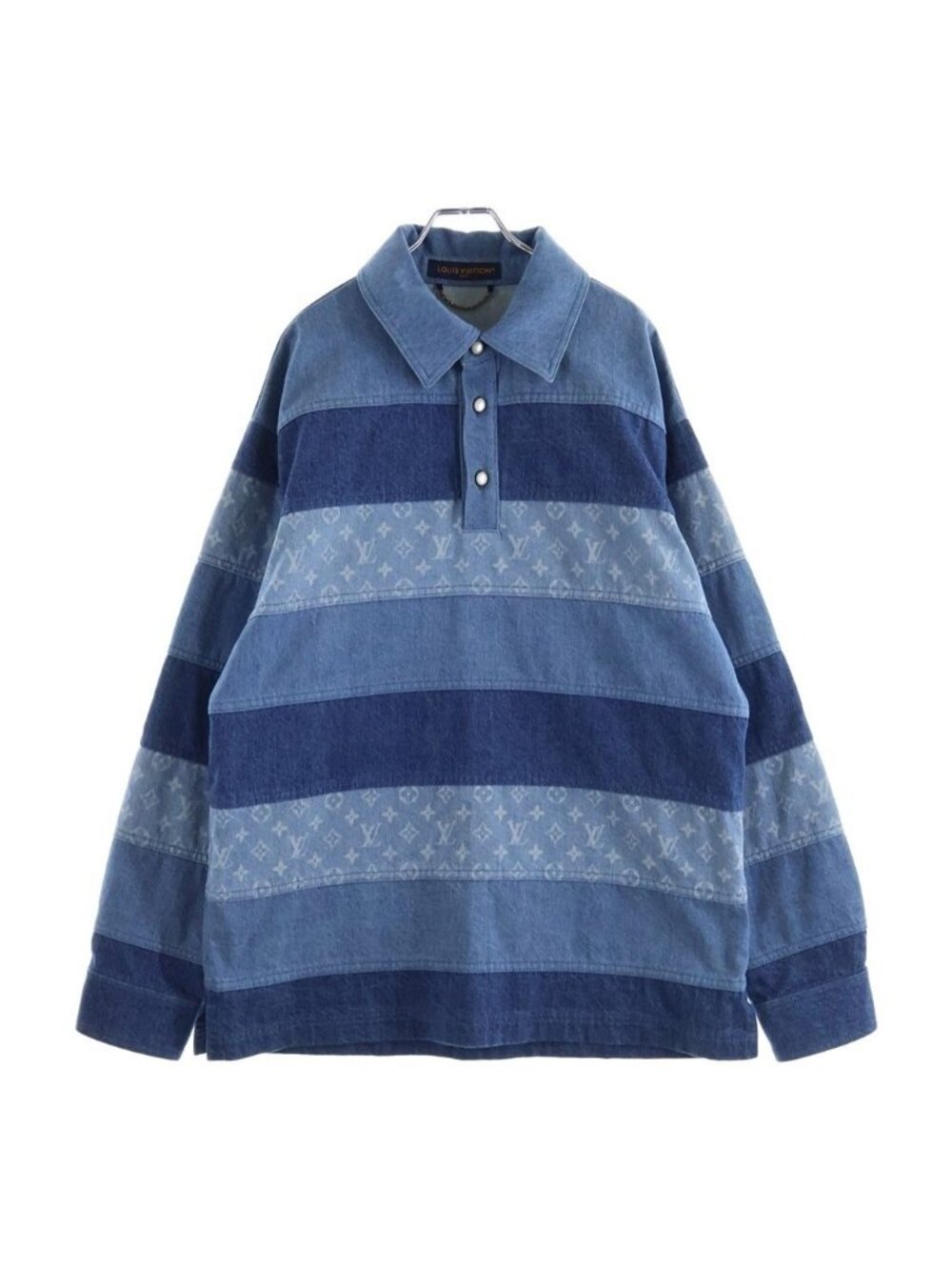 Louis Vuitton Monogram Patchwork Denim Long Sleeve Paneled Polo Shirt
